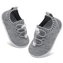 JIASUQI Baby Shoes Baby Boys Girls Trainers Infant Non-Slip Breathable First Walking Shoes with Soft Rubber Sole Toddler Slip On Slippers Sneakers(LightGrey,18-24 Months)