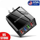 Black 4 Port USB Wall Charger USB Fast Quick Charge QC 3.0 Power Adapter Plug US