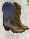 Vintage 1981 Sears Women's Lined Cowboy Western Mid Calf Boots Gray Size 9M