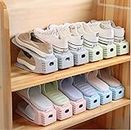 NYALKARAN (NK)-STORE's Shoe Slots Organizer Space Saver Double Deck Shoe Rack Adjustable Shoe Slots For Closet Organization (10), Plastic, Multicolour, 160 Mm Height