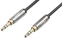 Amazon Basics Auxiliary Cable de audio estéreo (conector macho de 3,5 mm a conector macho de 3,5 mm, 1.2 m), confezione da 2, Nero