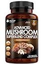 Mushroom Complex - Lions Mane Mushroom Cordyceps Mushroom Chaga Mushroom Reishi Mushroom Shiitake and Maitake Mushroom Blend - High Potency Mushroom Supplement - Made in The UK Made in The UK