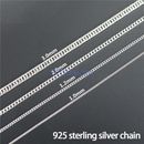 Real 925 Sterling Silver Curb Chain Necklace 1.2-3.0mm Unisex Stamped Italy