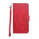 ANNUO Cover iPhone 11 Pro Max,Flip Wallet Case con Chiusura Magnetica,3D Venatura del legno Custodia Cellulare Portafoglio per Funzione Supporto,Rosso