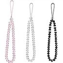 3Pcs Mobile Phone Charms,Phone Strap Beads Bling Crystal Beads, Mobile Phone Chain Hand Wrist Cell Phone Lanyards for Women Girl Phones Safe and Accessible