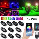 10 Pods RGB LED Rock Lights Kit Offroad Truck Underbody Neon Music APP Control