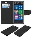 ACM Mobile Leather Flip Flap Wallet Case Compatible with Nokia Lumia 1020 Mobile Cover Black