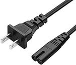 6ft 2 Prong AC Wall Cable Power Cord for Ps2 Ps3 Slim Ps4 Game Console Sony Dell Asus Lenovo Acer Laptop Charger Cable