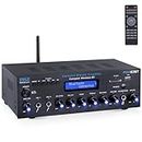 Wireless BT Stereo Amplifier, Multi Channel, 200 Watt Power, Home Audio Receiver System with FM Radio, BT, USB SD, AUX, RCA, Mic-in, BT and FM Antenna