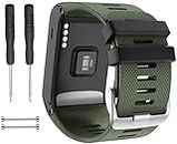 Zitel® Watch Band Compatible with Garmin Vivoactive HR - Silicone Replacement GPS Watch Strap with Adapter Tools - Army Green