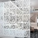 yazi Hanging Room Divider, 12Pieces Decorative Wall Screen Panel with White Butterfly Flower Wooden-Plastic Screen Dividers for Bedroom, Dining Sitting Hotel DIY Home Decoration