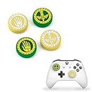 DLseego Thumb Grips Caps Design for NS Pro/PS5/PS4/Xbox Console, Analog Controller Protective Anti-Slip Covers 4PCS Button Joystick Caps-Skeleton Hand Shield and Knight's Sword (Green Gold)