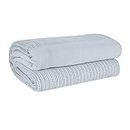 EHC Lightweight Hand Woven Adult Cellular Cotton Blanket,Double 230 x 230cm, Light Grey
