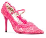 Gucci VIRGINA POINTY TOE MARY JANE PUMPS SCHUHE 95 LACE Shoes High Heels New 37