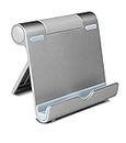 Tmvel Multi-Angle Portable Desktop Stand for 7 to 10 Inches Tablet, Pad e-Readers and Smartphones, Durable Aluminum Body - Retail Packaging - Silver