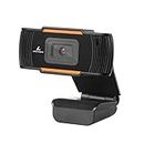 LYCANDER Webcam USB con Microfono Integrato, 1080P Full HD, 30 Fps, Nero e Arancione - per Desktop, Laptop, Windows, Mac, Linux, Riunioni Online, Streaming, Chat Video