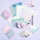 Mermaid Paper and Envelopes Set - 71PCS Magical Mermaid Stationery Paper for Kids Girls Christmas Birthday Gifts Stationery Letter Writing Set Envelopes Greeting Cards Stickers Ballpoint Pen Gift Box