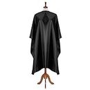 OSEN Professional Salon Barber Cape for Hair Cutting Apron 55''x62'' Large Size Black Waterproof Nylon Hairdresser Cape with Adjustable Closure for Women