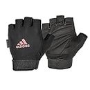 adidas Essential Adjustable Fingerless Gloves for Men and Women - Padded Weight Lifting Gloves - Adjustable Wrist Straps for Tailored, Secure Fit - Pink, Medium