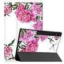 SanMuFly Case For Samsung Galaxy Tab S8 Ultra 14.6 inch 2022 Release Model SM-X900/SM-X906 with S Pen Holder, Folio Slim Smart Cover with Auto Sleep/Wake, Flower & Leaf 21