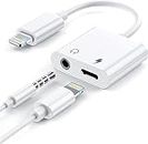 [Apple MFl Certified] iPhone Headphone Adapter and Charging, 2in1 Lightning to 3.5 mm Aux Audio Headphone Connector Jack Dongle Adapter Compatible with iPhone 14/13/12/11/Xs/XR/X/8/7 Supports all iOS