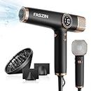 Faszin Hair Dryer, Lightweight Blow Dryer with 110,000 RPM High-Speed Motor for Fast Drying, 200 Million Ionic Hairdryer with Auto-Clean, Low Noise, and 3 Magnetic Nozzles for Travel, Salon, Home