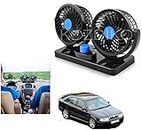 KOZDIKO 12V DC Electric Car Fan for Dashboard 360 Degree Rotatable Dual Head Car Auto Powerful 2 Speed Cooling Air Fan Universal for All Cars