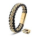 SERASAR Mens Bracelets 20cm Gold Gift-Box Genuine-Leather Cowhide Braided Adjust-Able Magnetic-Clasp Multi-Layer Wrap Jewellery-Box Rope Man Mans Male Boy Boys Mens Bracelets Band Jewelry Accessories