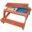 Svan 3 in 1 Indoor/Outdoor Picnic Table for Kids, Sand & Water Activity Set w Removable Top & Dual Drains for Easy Cleaning (43 X 35 X 19 in)- Safe & Fun Sandbox Play- Wooden Playbox for Boys, Girls