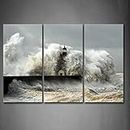 Lighthouse In The Waves Of The Sea Wall Art Painting The Picture Print On Canvas Seascape Pictures For Home Decor Decoration Gift
