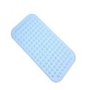 RGkJAS PVC Anti Slip Machine Washable, Extra Large Bath Tub and Shower Mat with Drain Holes and Suction Cups, Soft Scrubber on Feet (Sky Blue, 70x38 cm)