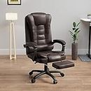 Green Soul Urbane Premium Leatherette Office Chair, High Back Ergonomic Home Office Executive Chair with Spacious Cushion Seat, Footrest & Heavy Duty Nylon Base (Brown)