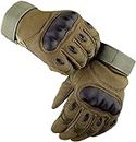 KINGBARON® Green Fullfinger Tactical Motorcycle Gloves Hard Knuckles Hand Motorbike Riding Cycling Gloves (L)
