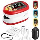 Pediatric Pulse Oximeter CE FCC Approved Heart Rate Stats Monitor Kids Finger Blood Oxygen Saturation Monitoring NHS Children SpO2 Levels TFT Lanyard & USB (Red Kids Pulse Oximeter)