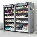 12 Tier Shoe Rack Shoe Organizer Shelf with Double dustproof and Damp-Proof Cover 114 * 30 * 108 cm Spacious Shoe Storage Cabinet