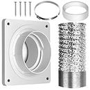 Dryer Vent Hose Connector Kit, Dryer Vent Wall Plate with Hose(4 inch 8 feet), Dryer Duct Connector with Quick Connect & Disconnect, Covers Area 7inch x 7inch, Fits 4 Inch, for Dryer Washer Bathroom