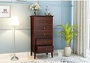 HavenzHome Solid Sheesham Wood Multipurpose Chest of Drawers for Living Room, Bedroom, Hall, Home Office Furniture | Wooden Kitchen Cabinet Storage (5 Drawers, Walnut)