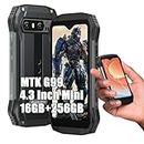 Blackview Mini Rugged Smartphone N6000, MTK G99 16GB+256GB, Android 13 Telefono Robusto, 48MP+16MP, 3880mAh 18W, 4.3" QHD+ Schermo Cellulari Resistente IP68, Dual 4G LTE, NFC, OTG, GPS, FM, Nero
