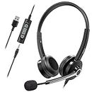 Nulaxy USB Headset with Microphone, 3.5mm Jack Headphones with Noise Cancelling Microphone, Inline Control, Lightweight Business Headset, PC Headset for Skype, Webinar, Office, Classroom, Home