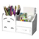 Axroad Mall White Desk Pen Holder, Cute Desktop Organizer DIY Schreibtisch Tidy Storage Box mit Schublade Multifunktions-Stationär-Organizer
