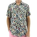ROCK ATOLL Men's Colorful Short-Sleeve Button-Down Patterned Printed Casual Shirt, Black Toucan Print, X-Large