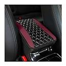 Car Center Console Cushion Pad, Universal Leather Waterproof Armrest Seat Box Cover Protector,Comfortable Car Decor Accessories Fit for Most Cars, Vehicles, SUVs (Wine Red)