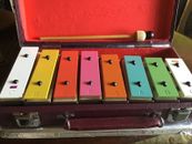 Vintage Leather Cased Xylophone ,8 brick,see video for sound.