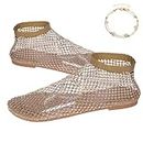 Mesh Ballet Flats for Women, Sparkly Crystal Slip on Mesh Flat Shoes, Ultra Comfortable Rhinestone Mesh Ballet Flats (38,Gold)