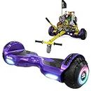 GeekMe Hoverboards Go Kart Attachment, Hoverboards con Hoverkart da 6,5 pollici con luce a LED, Bluetooth intelligente, sistema di auto-bilanciamento, regalo per bambini, adolescenti e adulti