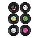 Generic 6Pcs Round Vintage CD Vinyl Coasters Record Cup Drink Holder Mat Table Placemat