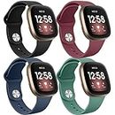 [4 Pack] Silicone Bands for Fitbit Versa 4 Bands&Fitbit Versa 3 Bands, Fitbit Sense 2 Bands&Fitbit Sense Bands, Soft Adjustable Sport Wristbands Women/Men for Fitbit Versa 4/3 / Sense/Sense 2