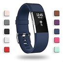 Adepoy Replacement Sport Strap Band Compatible for Fitbit Charge 2, Adjustable Accessory Sport Wristband Women Men (navy,small)