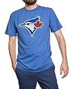 Bulletin MLB Mens Toronto Blue Jays Vintage Style Distressed Primary Logo Heathered T-Shirt (Heather Royal, Large)