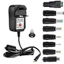 EFISH International Power Adapters Multifunctional Portable Power Transformers (Included USB),AC Supply Adapter 100-240V to DC 3V/4.5V/5V/6V/7.5V/9V/12V-MAX 2A (2000mA)+8 Different Plugs